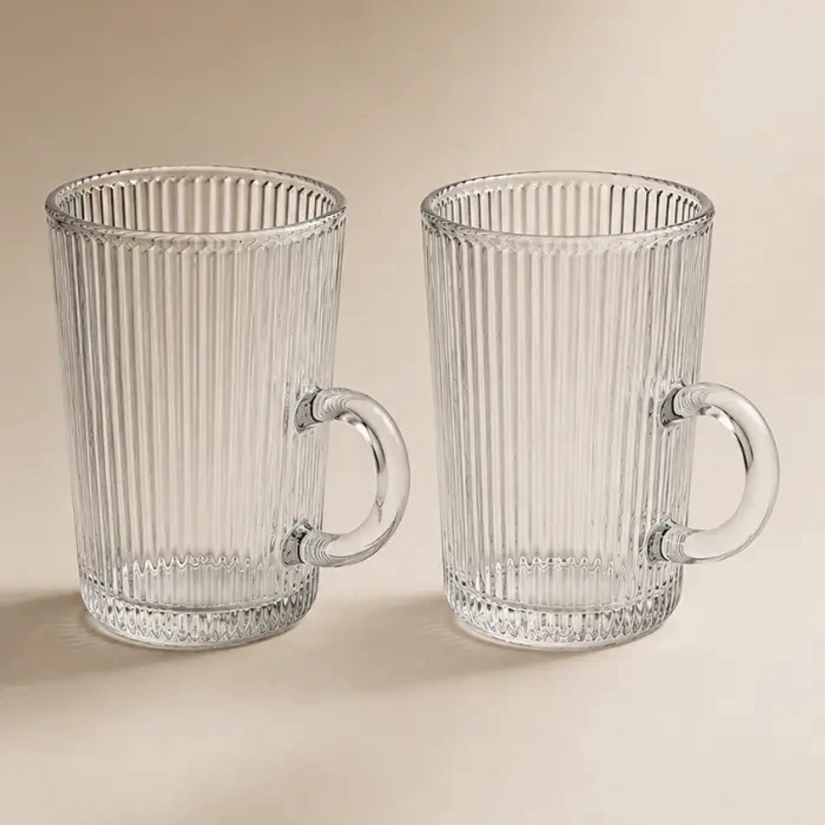 Eleysa theeglazen 110 ml geribbeld design helder glas set van 6 vaatwasserbestendig