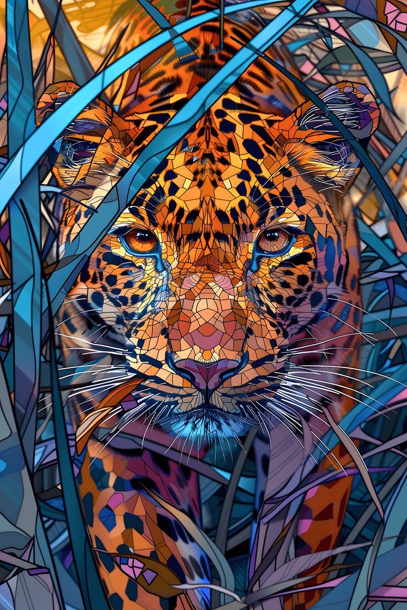 Abstracte Tijger Poster - Glazen Tijger - Kunst - Moderne - Opmerkelijke - posters - formaat 70x100cm - Wanddecoratie - L2412MT