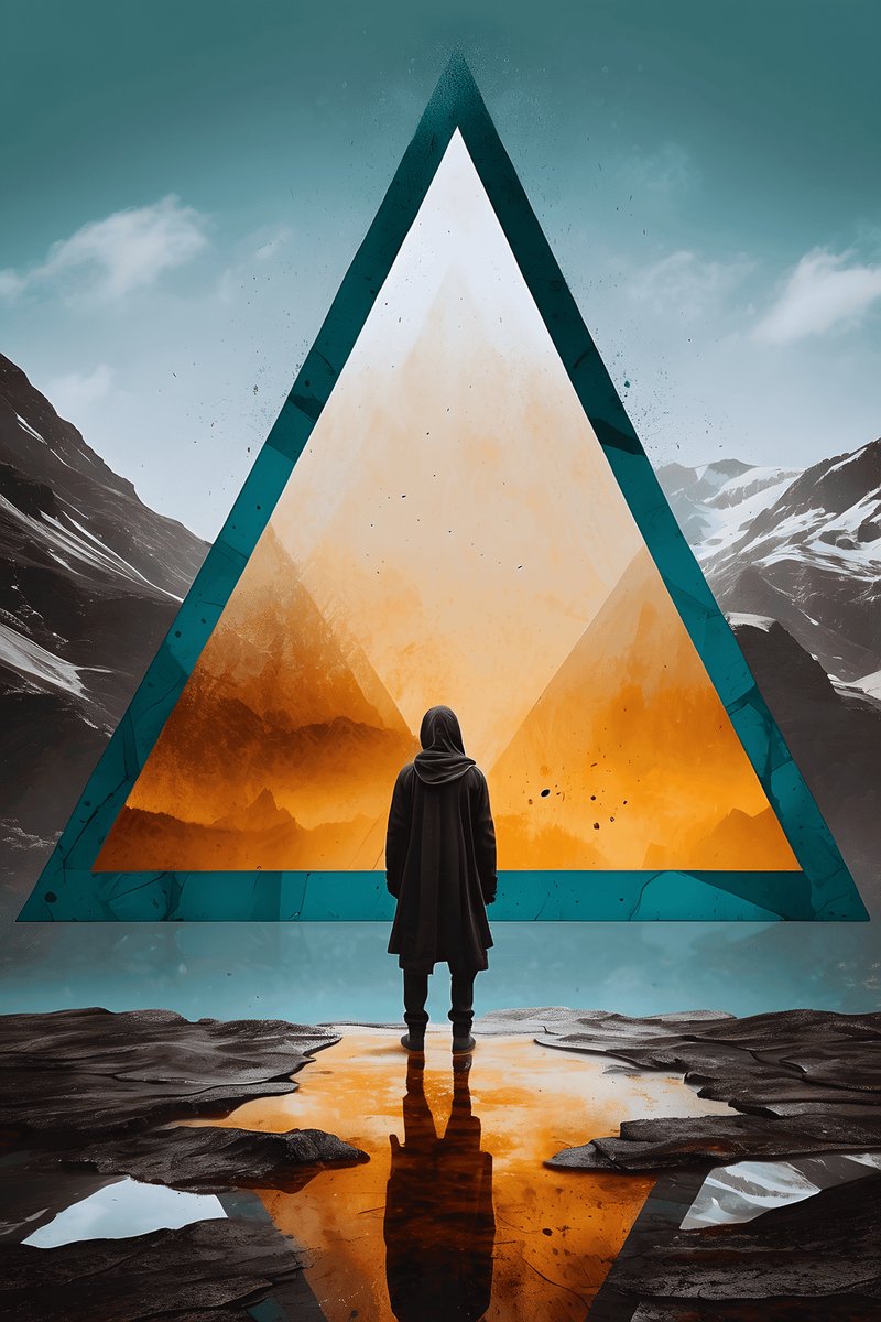 Driehoek Abstract Poster - Triangle - Driehoek - posters - formaat 70x100cm - Wanddecoratie - Moderne Kunst - L1661MT