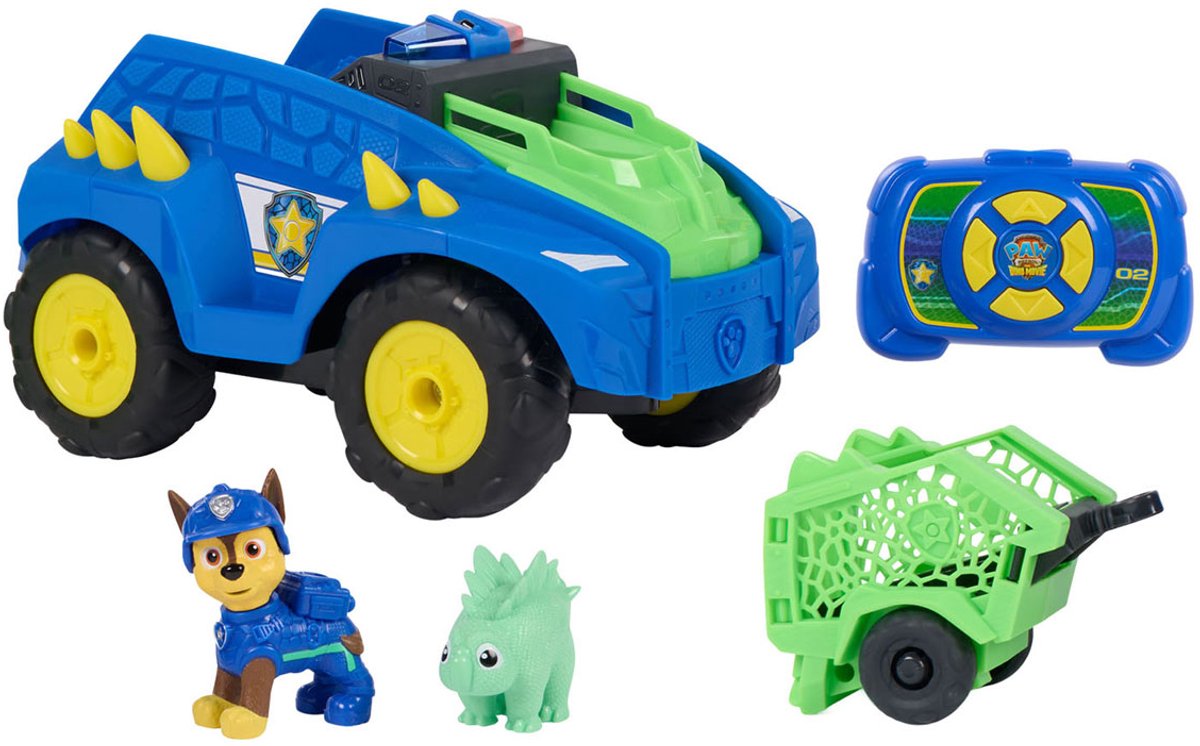 PAW Patrol - De Dino Film - Dino Tow & Dash RC - Eenvoudig op afstand te besturen voertuig met Chase- en Stegosaurus-actiefiguren — cadeau in Spellen & Speelgoed - foto 2