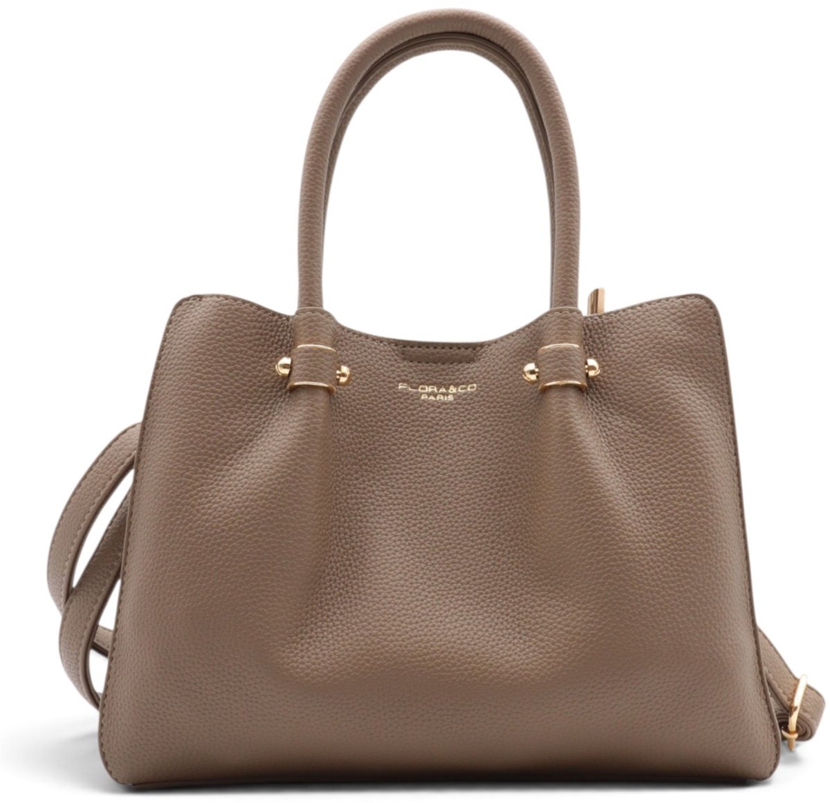 Flora&Co - BRUME - zacht kunstleer - handtas/dames tas - 3 vakken - met lange instelbare draagriem - taupe