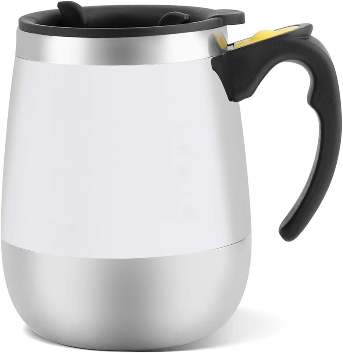 Elektrische zelfroerende mok van roestvrij staal voor koffie, thee en warme chocolademelk
