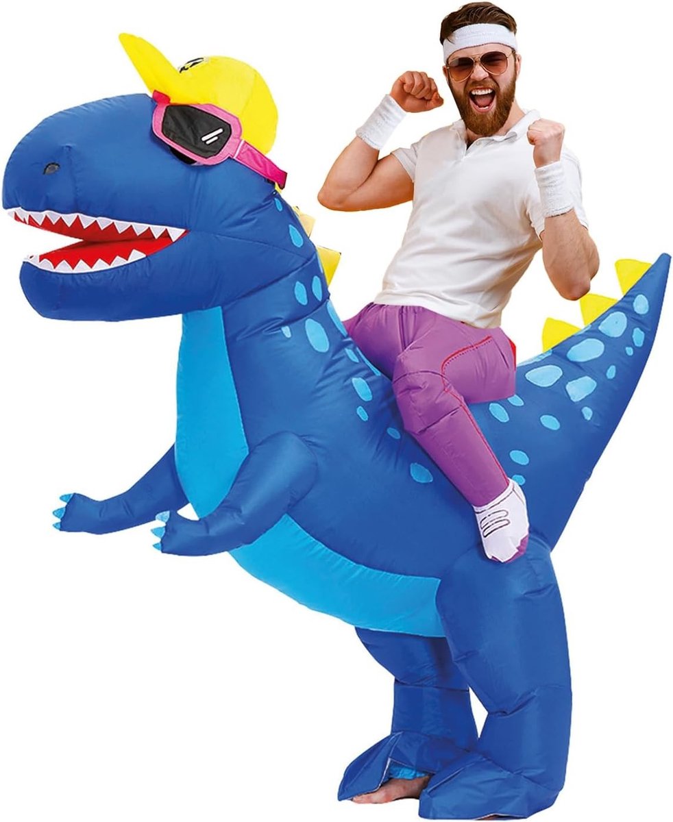 Opblaasbaar Dinosauruskostuum - Denver - Eenheidsmaat - Duurzaam Polyester - Voor Volwassenen