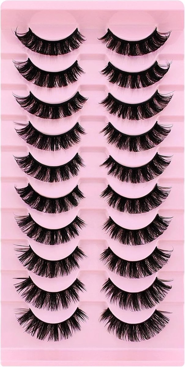 10 Paar 3D Kunstmatige Wimpers, Natuurlijke Look, Krullende Kat-Oog Wimpers met D-Curl en Volumineuze Effecten