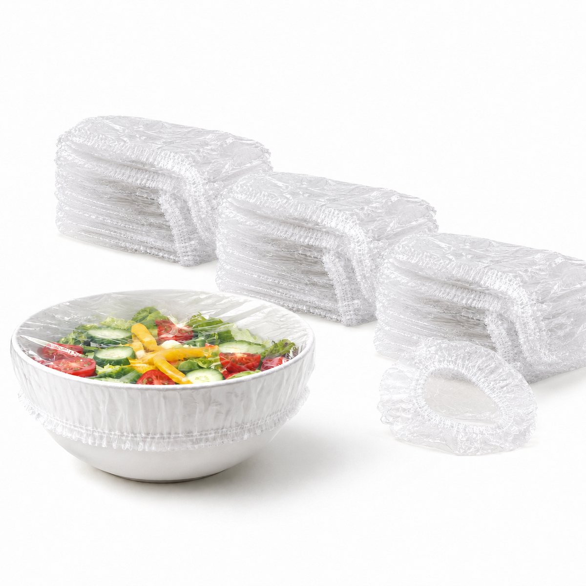 Consumerce® Afdekhoesjes Voedsel met Elastiek - 300 Stuks - Afdekhoes - Afdekfolie - Food Covers - Voedselhoes - Vliegenkap - Voedselkap - Wegwerp Vershoudhoezen - Vershoudfolie Alternatief - Transparant - 14 tot 35 cm