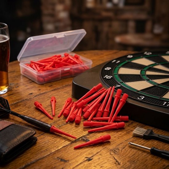 Rode dart tips soft tip set 180 stuks darts accessoires kunststof dart punten vervangbare soft tips voor elektronische dartborden inclusief opbergdoosjes — afbeelding 2