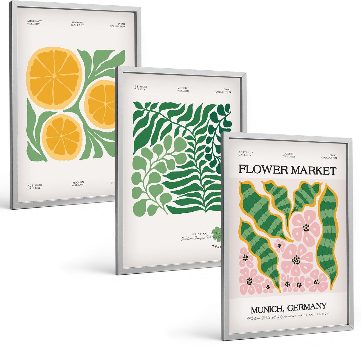 Coloray 3-Delige Schilderij Set - Posters Met Fruit- En Plantmotieven In Pastelkleuren - 40 x 60 cm - Moderne Wanddecoratie - Slaapkamer