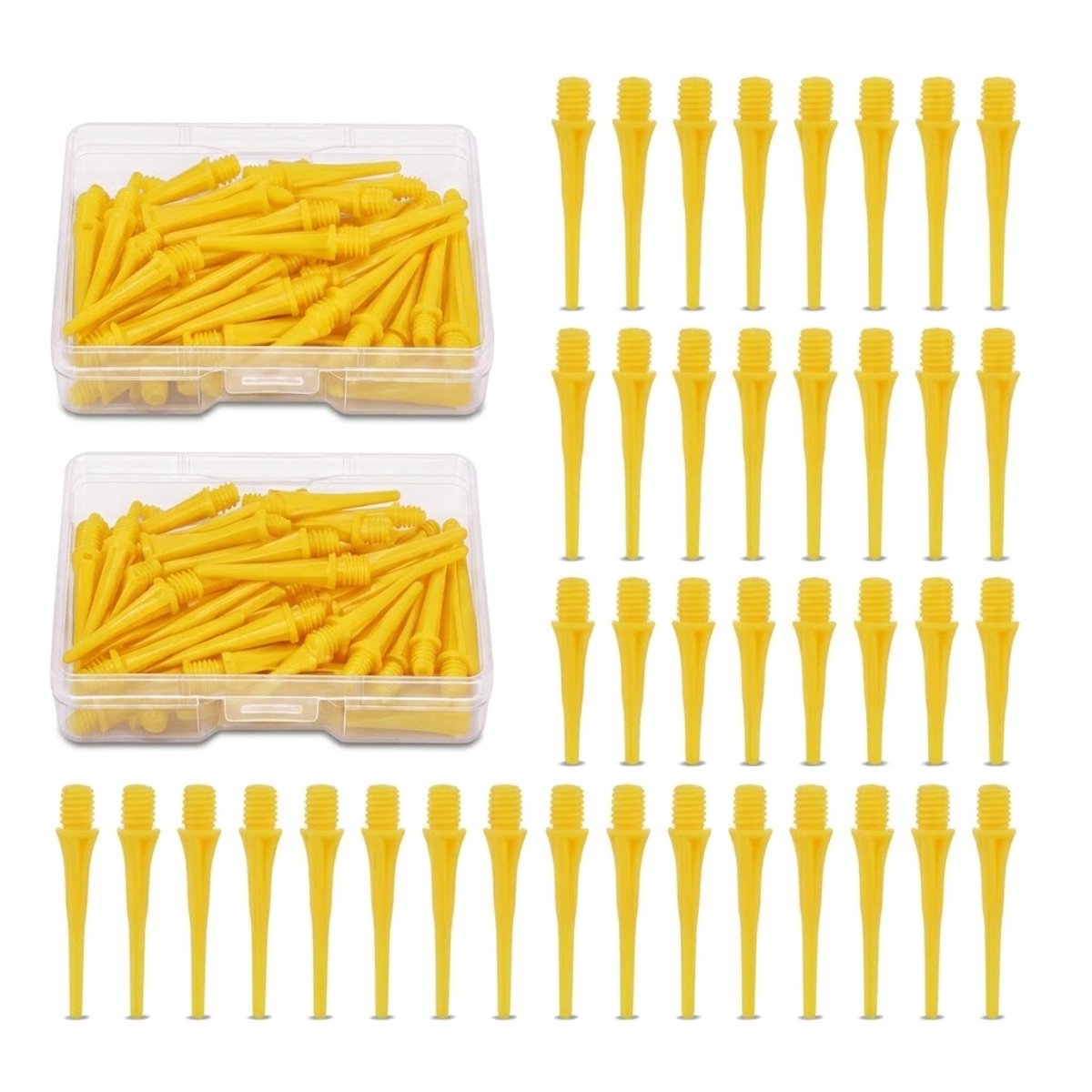 Gele dart tips soft tip set 180 stuks darts accessoires kunststof dart punten vervangbare soft tips voor elektronische dartborden inclusief opbergdoosjes