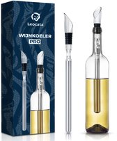 LEOCATA® Wijnkoeler Stick – RVS Wijnkoeler staaf met Schenktuit en Wijnstop – Wijnkoeler voor Fles – Herbruikbare Chill Rod – Wijn Accessoire – Wijnkoeling zonder IJsemmer – Cadeau voor Wijnliefhebbers
