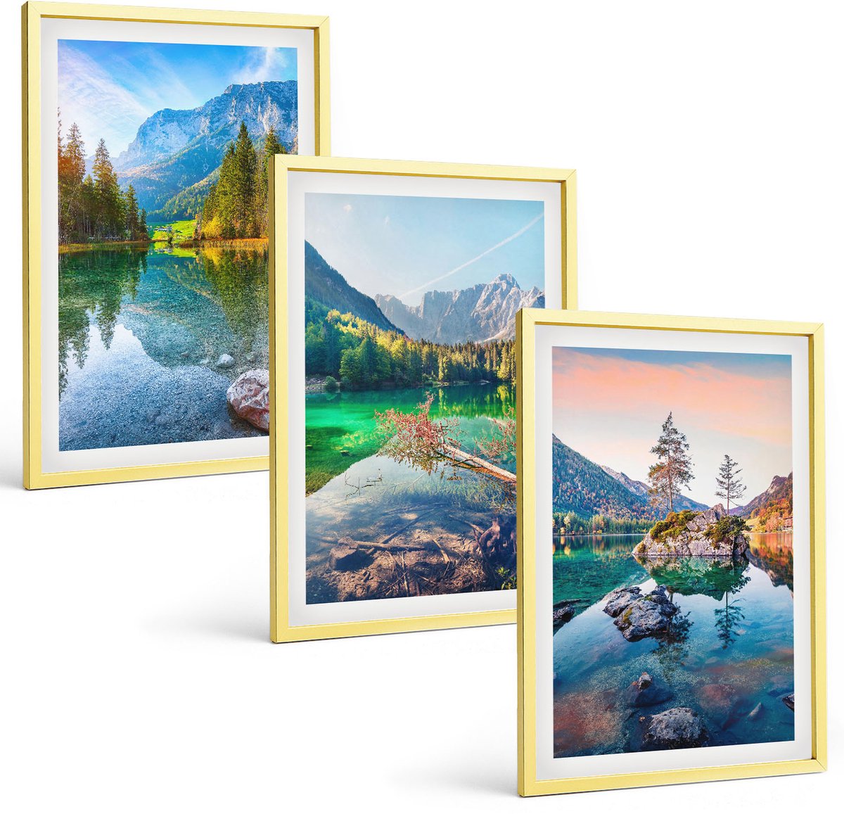 Coloray 3-Delige Schilderij Set - Stadsgezichten Parijs New York En Charmante Trappen - 40 x 40 cm En 40 x 60 cm - Decoratieve Schilderijen - Woonkamer - Interieur