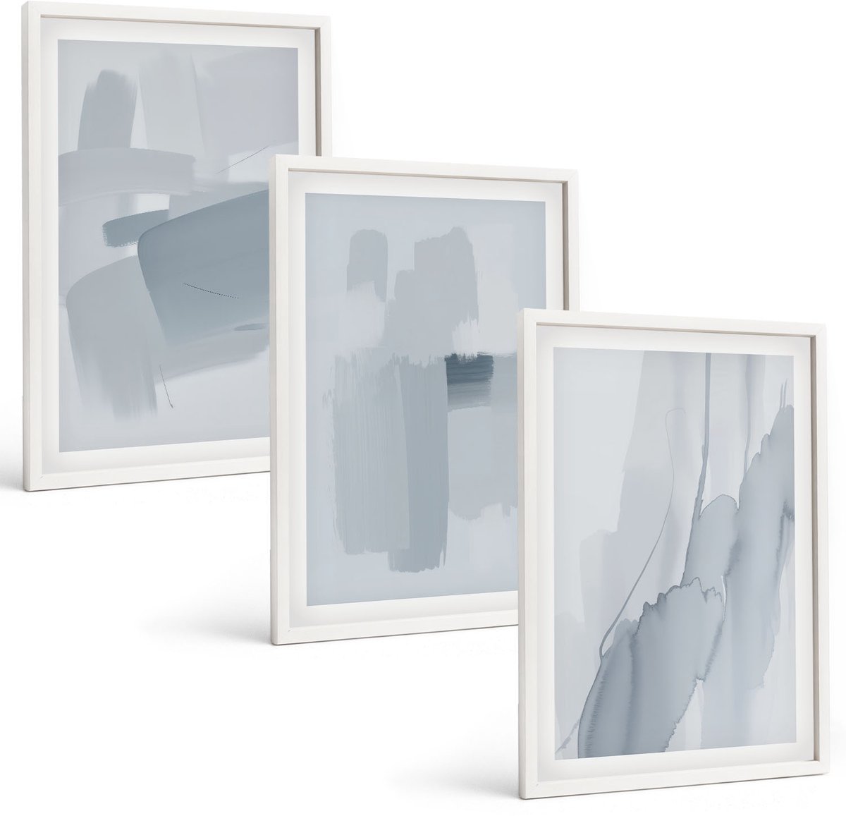 Coloray 3-Delige Schilderij Set - Abstracte Composities In Aquarelstijl - 40 x 60 - Muurdecoratie - Schilderijen Set - Woonkamer - Decoratieve Schilderijen