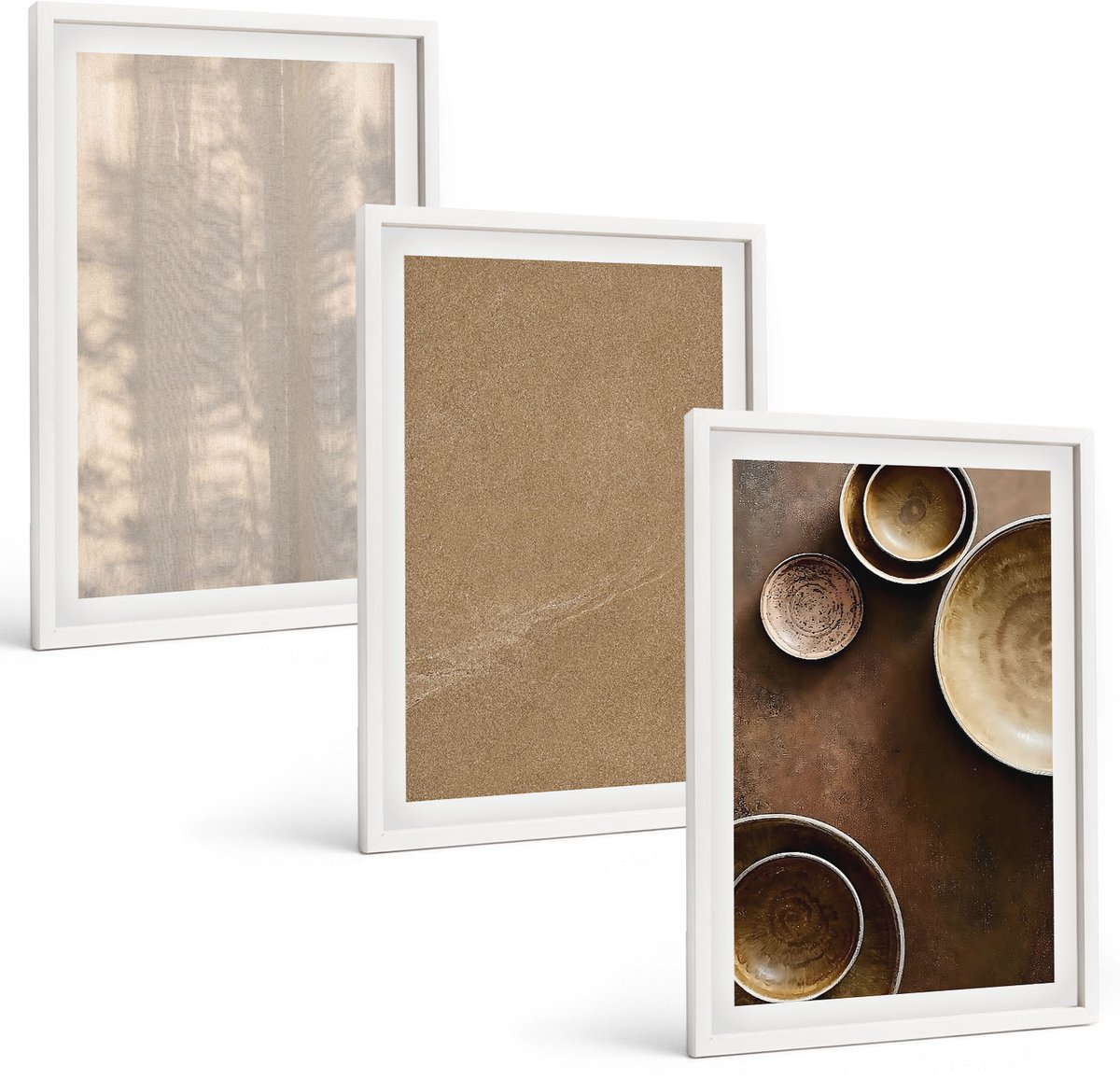 Coloray 3-Delige Schilderij Set - Structuren En Texturen In Een Minimalistische Stijl - 40 x 60 - Wanddecoratie - Schilderijen Set - Kantoor - Interieur Decoratie