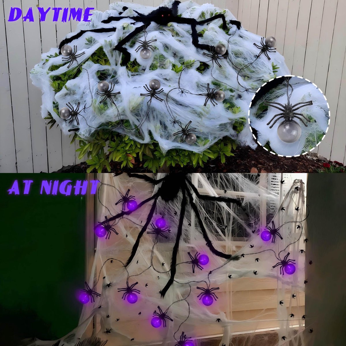 Namajunas - Halloween spinnen lichtsnoer - 10 meter met 100 lampjes - Energiezuinig - Veilig en duurzaam materiaal - Feest- en feestdag decoratie voor een sfeervolle ambiance - Geschikt voor binnen en buiten — cadeau in Wonen & Interieur - foto 4
