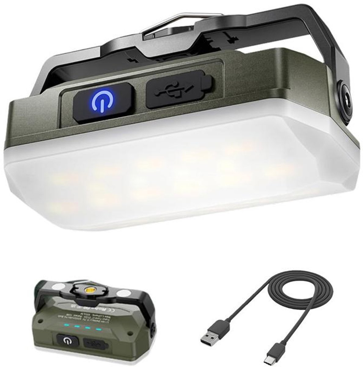 KZQ Oplaadbare campinglamp - Noodverlichting - Campingverlichting - Traploos dimmen - 4 kleuren - Magnetisch ontwerp - Type-C opladen - 4000mAh batterij