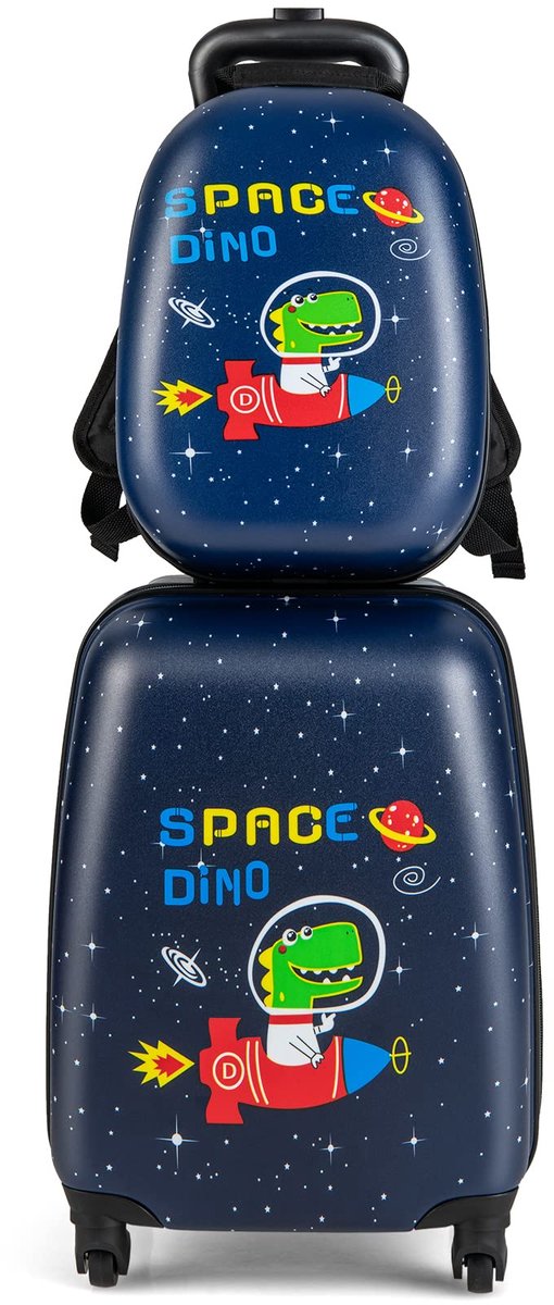 COSTWAY kinderkoffer, dinosaurier, 12"+16", kinderkoffer