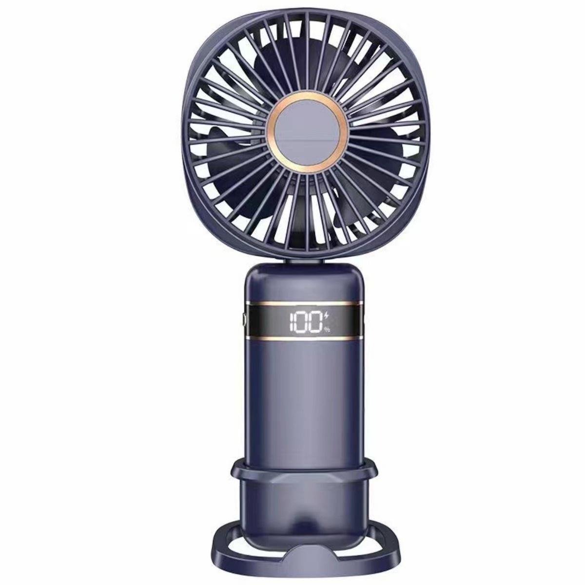 SSTRWGOOD USB-ventilator - Draagbare Handventilator - 5 Snelheidsstanden, 1200mAh Accu tot 8u Autonomie - Geschikt voor Thuis, Kantoor en Onderweg - Lichtgewicht Kunststof Behuizing - Incl. Stand en Draagkoord