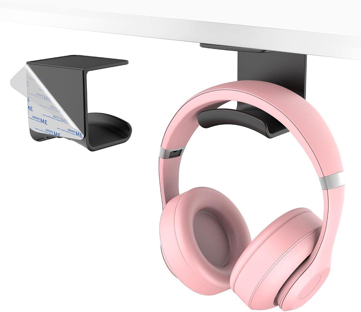 Hoofdtelefoon Houder - Muurbeugel Stand - Opgeruimd Bureau - Sterke Kleefkracht - 5.9x5.5x5.1cm - Zwart