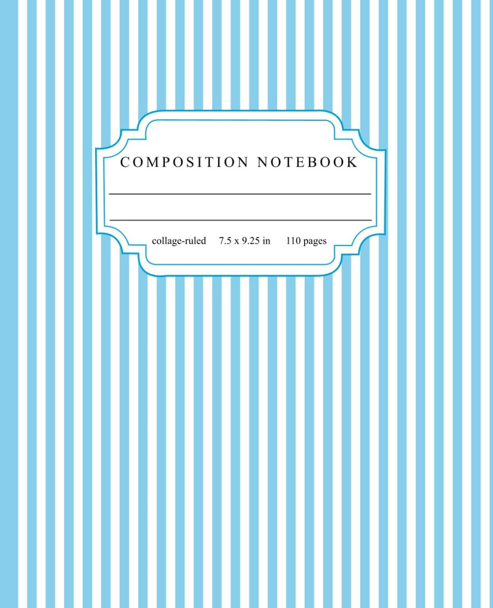 Sky Blue and White Striped Composition Notebook: Cute Preppy Aesthetic College Ruled Journal for Teen Girls and Women - ShopVlot