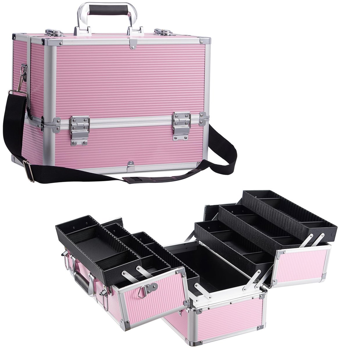 Grote Make-up Cosmetische Doos Ijdelheid Sieraden Opbergkist, roze, L - ShopVlot