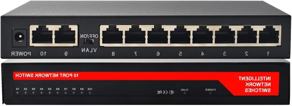 Netwerkswitch - LAN verdeler - Thuisgebruik - 10 poorts Gigabit - 195 x 13 x 4 cm - Zilver