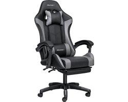 RACINGX- Game Stoel Met Voetsteun - Gaming Stoel - Ergonomische Bureaustoel - Gamestoel - Verstelbaar - Gaming Chair - Zwart / Grijs