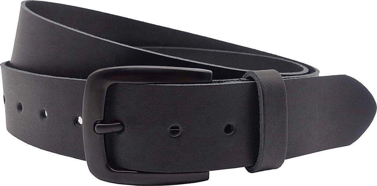Fana Bags® Leren Riem Zwart - Zwarte Gesp - Heren Jeansriem - Werk Riem - Trendy Riem - Riemmaat 85 - Totale Lengte 100 cm