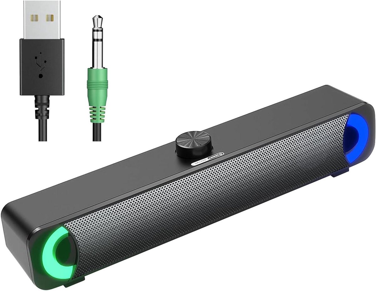 Desktop Luidspreker - PC Soundbar - Muziek Luisteren - Dynamische RGB-verlichting - 39 cm - Zwart