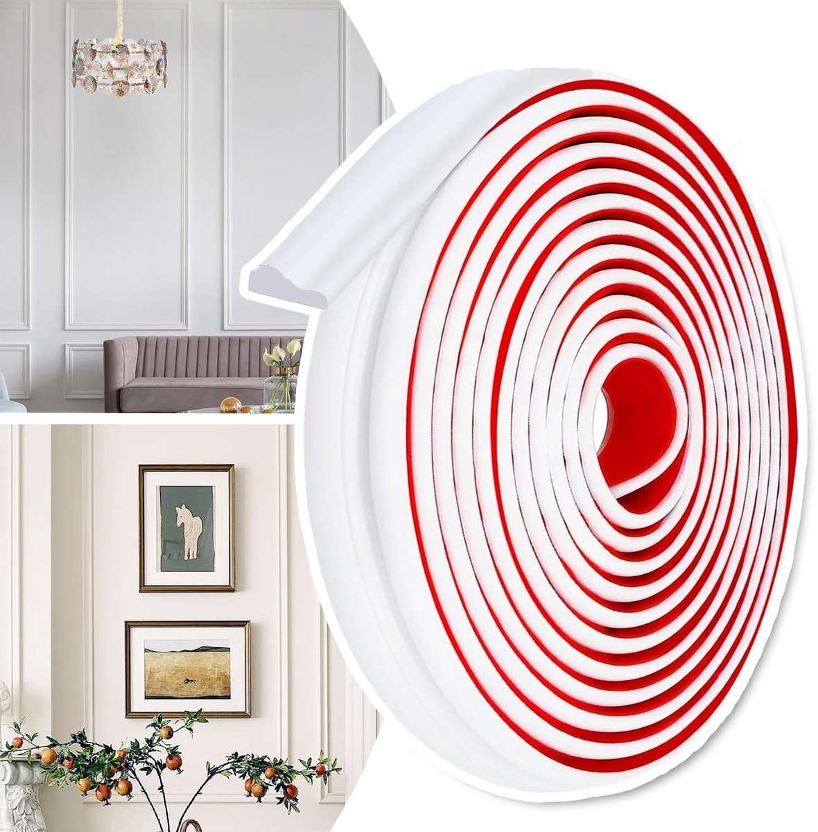 Exquilnova 3 m x 23 mm sierlijsten, zelfklevend, peel and stick stuclijsten, wanddecoratie, flexibele wandlijsten - ShopVlot