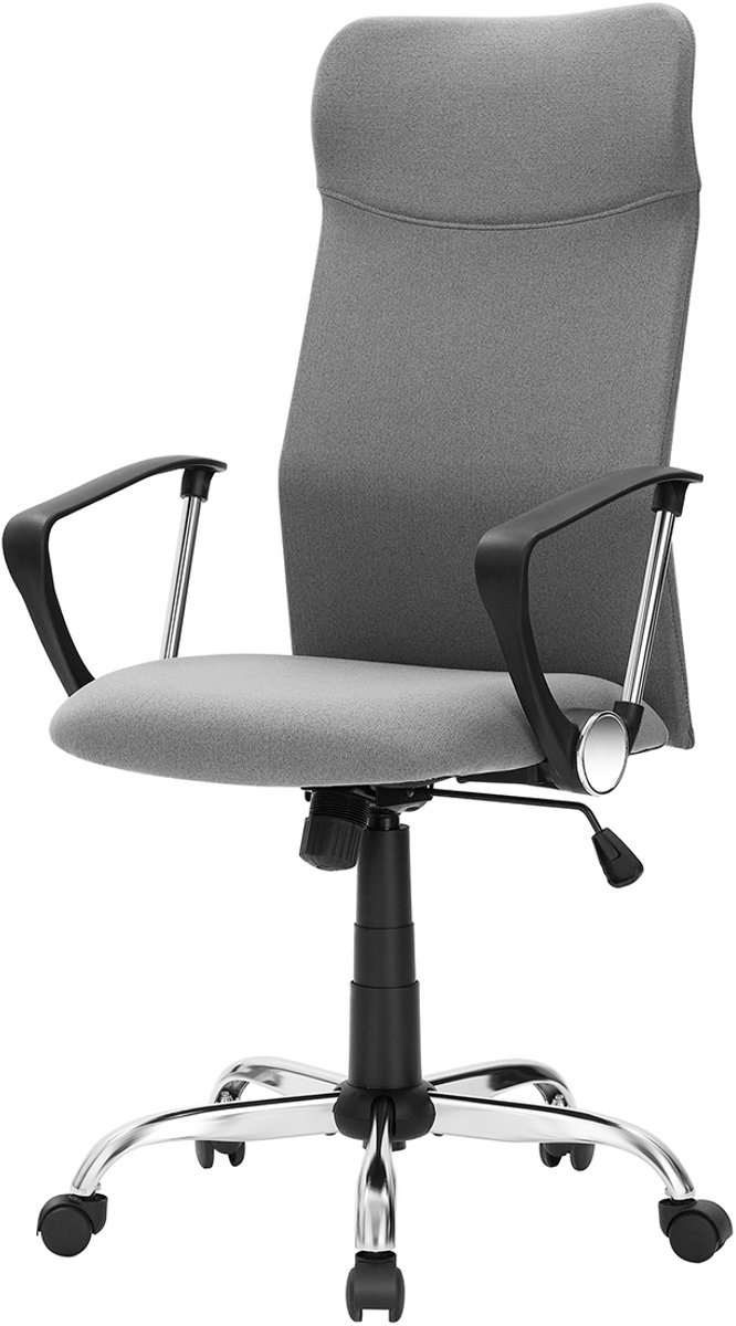 Ergonomische Bureaustoel 63 x 63 x 110-120 cm Grijs, Werkstoel met Dikke Zachte Zitting, Stoffen Bekleding, In Hoogte Verstelbaar, Kantelbare Rugleuning, Draaistoel, Comfortabele Computerstoel, 120 kg Draagvermogen, Kantoor Thuiswerkplek