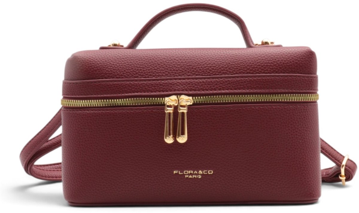 Flora&Co - GABBY - zacht kunstleer - handtas/crossbody dames tas - met lange instelbare draagriem - bordeaux