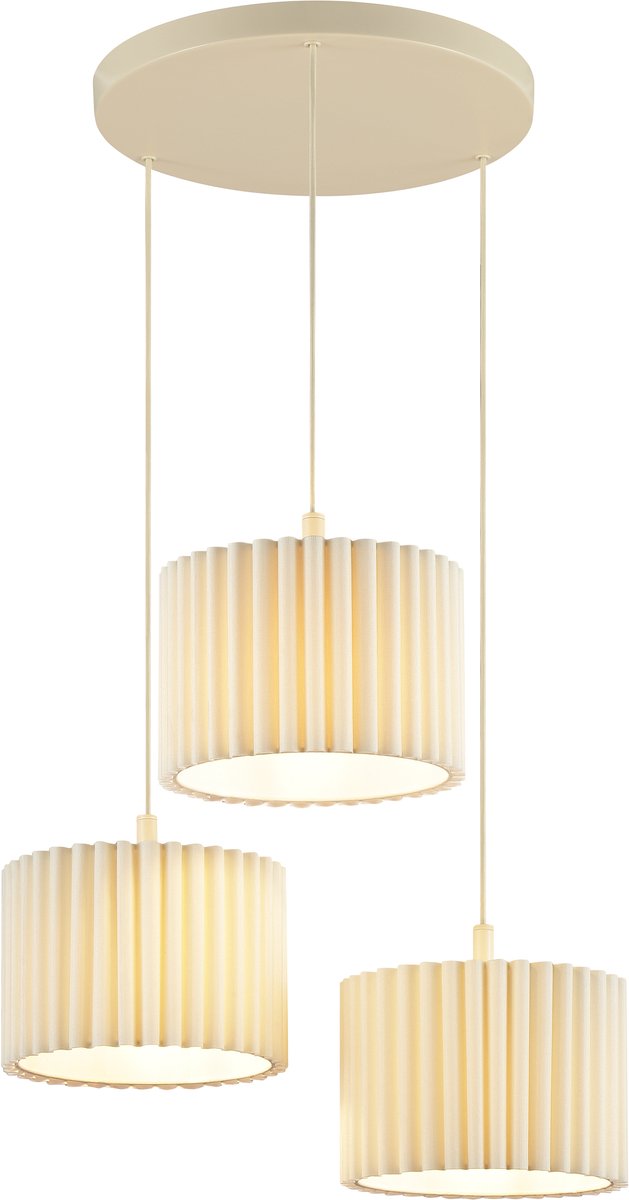 Brilliant Velin - Hanglamp - 3-lichts - E27 - Beige