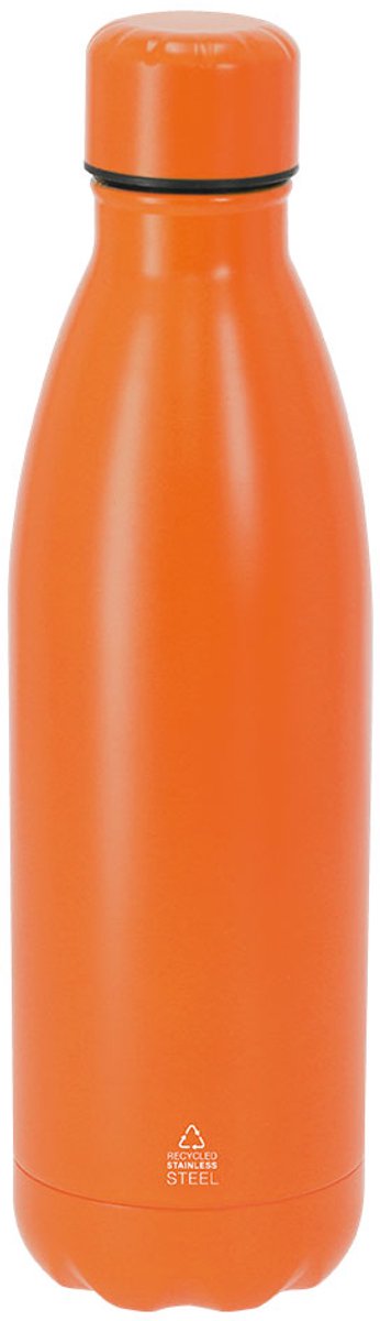 Fles van 790 ml capaciteit, gemaakt van gerecycled roestvrij staal. Met een matte afwerking Oranje
