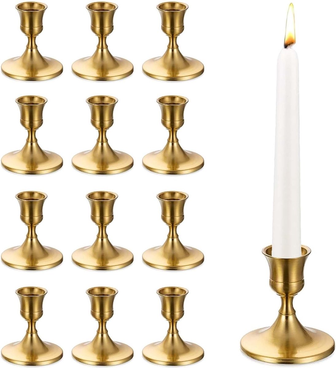 Vintage Gouden Kaarsenhouder - Goud - 7 x 6,7 cm - Metalen Kandelaar voor Conische Kaarsen - Voor Tafeldecoratie