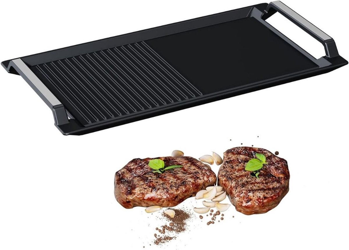 DailySupplies® Grillplaat Inductie - Bakplaat - Gietijzer - 43x23x2 - Zwart