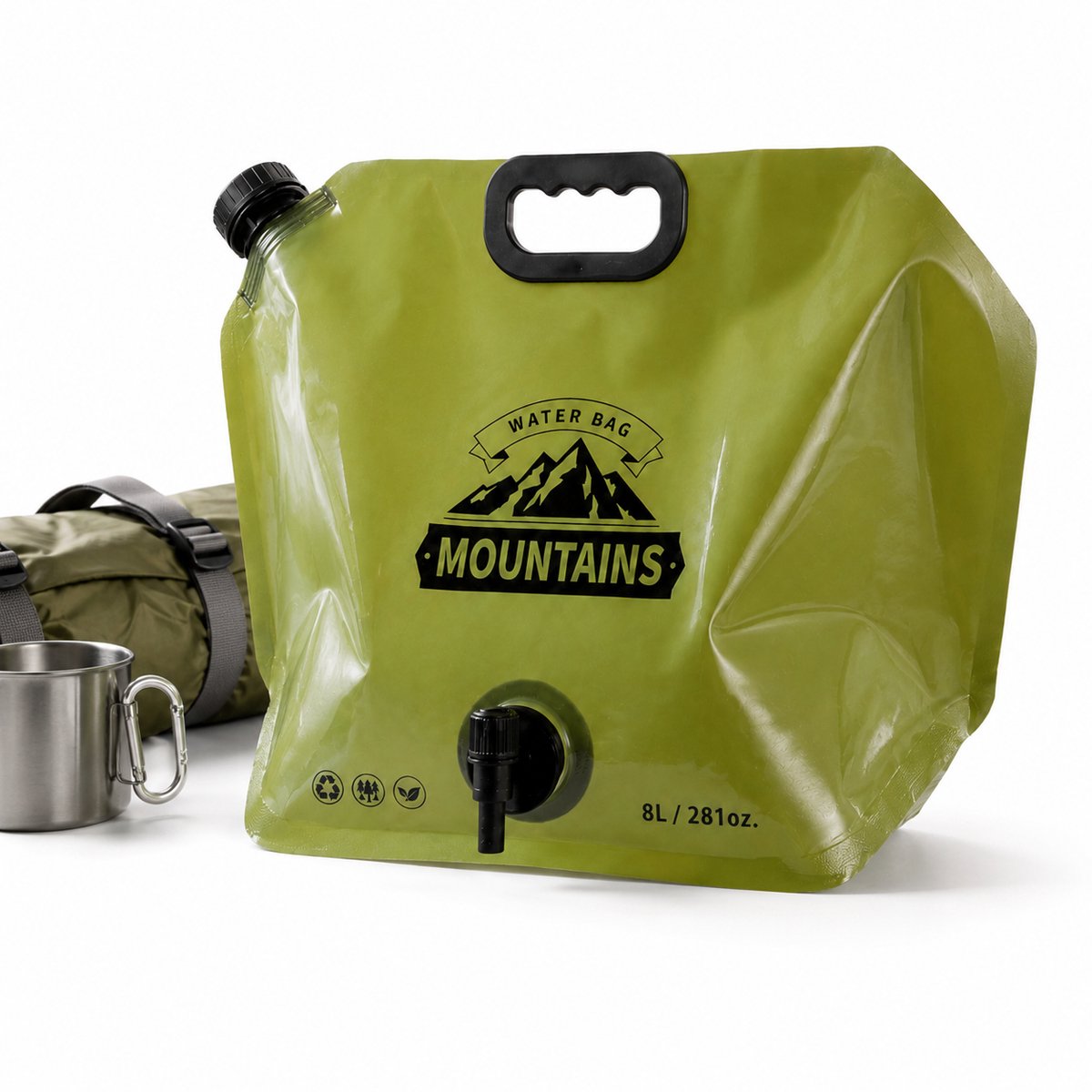 GoGoodies® Watercontainer 8 Liter met Kraan – Opvouwbare Jerrycan – Draagbare Watertank – Waterzak voor Kamperen, Wandelen, Reizen & Outdoor