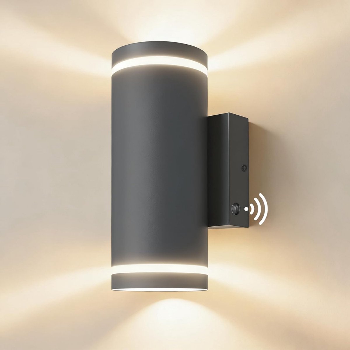 SP® Buitenlamp met Bewegingssensor - Wandlamp met Sensor Voor Buiten - Solar Buitenlamp Oplaadbaar - Grijs - 8cm x 12cm x 21cm