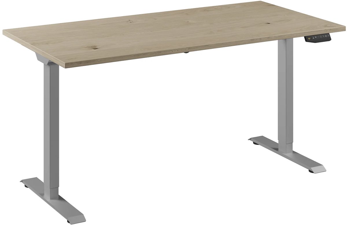 Bureau Adjust 1 Plus QA 160x80 Aluminium/Eiken wit