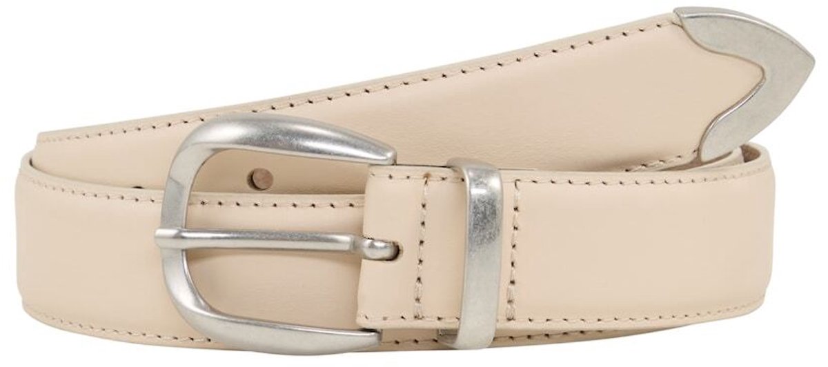 Tom Tailor - TTPIPER leren riem met afgeronde gesp - Maat 90 - vanilla uni