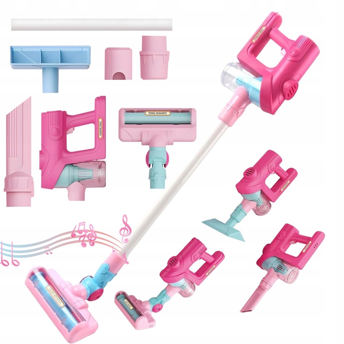 Speelgoedstofzuiger Kinderen - Roze Stofzuiger Speelgoed - Steelstofzuiger en Handstofzuiger - Echte Zuigfunctie - Met Licht en Geluid