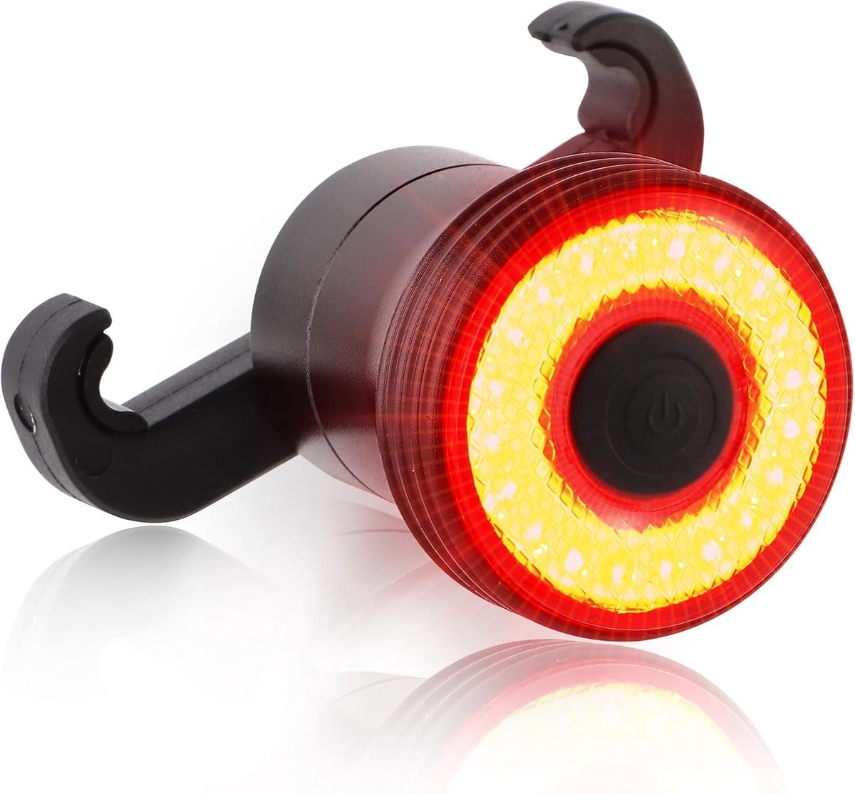 Slim fietsachterlicht met remsensor en automatische aan/uit-schakelaar, te monteren op het zadel of de zadelpen. Ultrahelder LED-achterlicht met 5 lichtstanden, oplaadbaar via USB-C en IPX6 waterdicht.