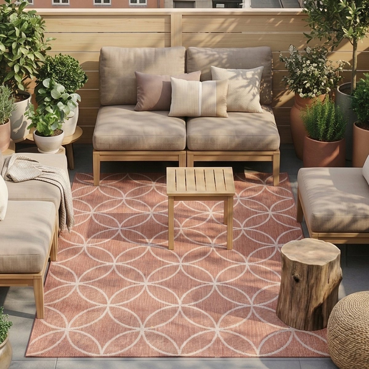 FRAAI Geometrisch buitenkleed - Faro Ripple Roze - 160x230cm