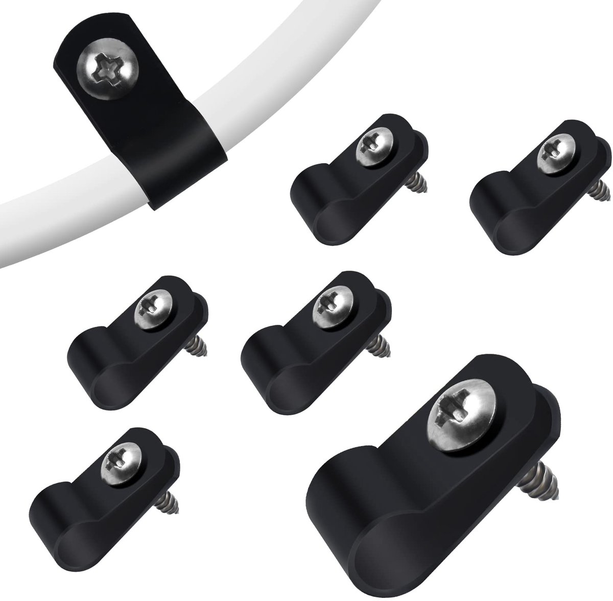 Aroidful 100 stuks zwart R-type kabelklem, 1/4"nylon kabelklemmen voor het organiseren en bevestigen van draad - ShopVlot