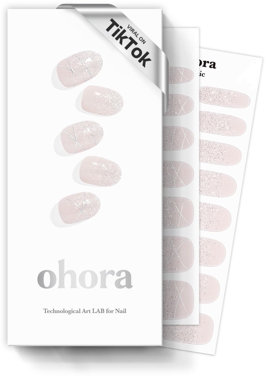 ohora Semi-uitgeharde gelnagelstrips (N Dress Up) - wit, patroon, werkt met elke uv/led-lampen, salonkwaliteit, gaat - ShopVlot