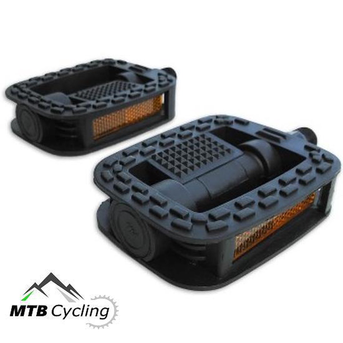 Fiets pedalen - Anti slip - Trappers voor fiets met reflector - 14.2mm schroefdraad - 9/16 Inch -Zwart