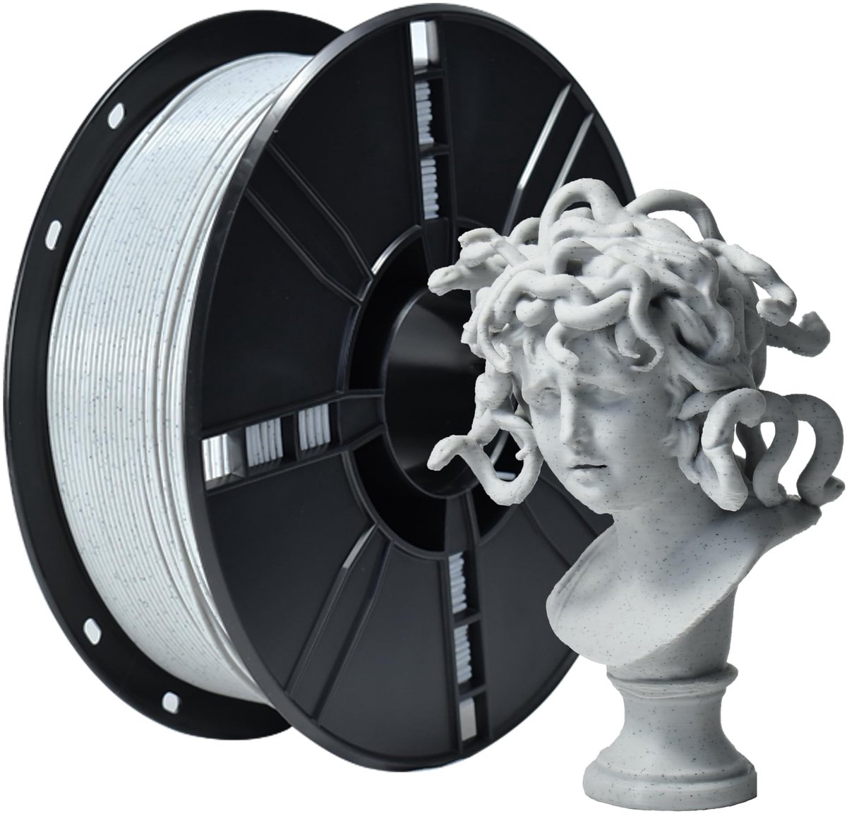 iBOSS Marmer PLA+ filament 1,75 mm, PLA Plus 3D-printerfilament, steen, 1 kg, marmergrijs filament voor 3D-afdrukken - ShopVlot