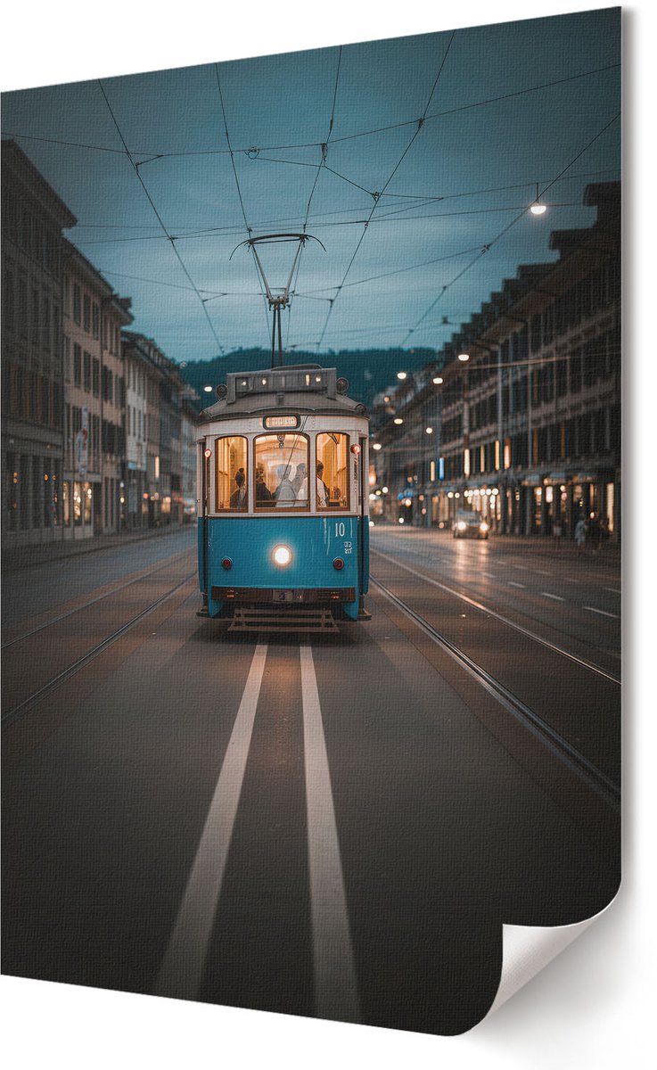Coloray Polycanvas Wandposter - Stedelijk Westen, Oranje - A3 - Wit Design - Rechthoek - Canvasposter - Woonkamer - Klassiek