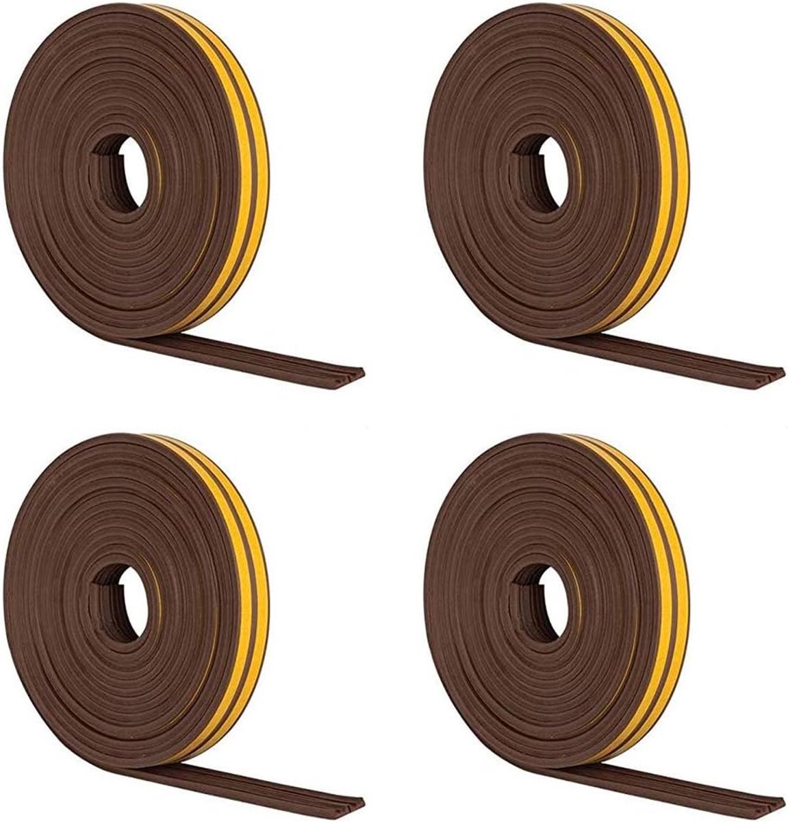 4 stuks zelfklevende afdichtstrips voor ramen, geluidsdichte afdichtstrips/schuimrubberen tochtstopper, botsingsremmend, voor deuren en ramen, 9 mm x 4 mm x 2,5 m, totaal 20 m (type E)