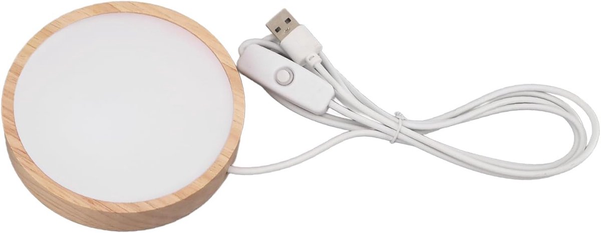 Lichtbasis LED Houten Displaybasis Ronde RGB-gradiënt Kunsttafel met Warm Wit Licht voor Kristallen en Glaskunst, Ideale Verlichte Standplaats voor Diamantstick Kits en Decoratieve Geschenken