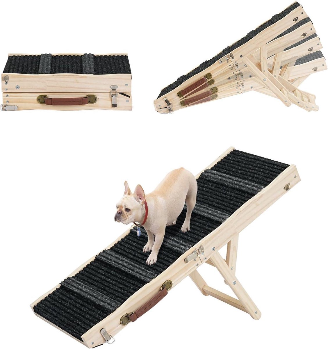Hondenopgang Hout - Honden trap - Veilig Instappen - Inklapbaar Ontwerp - 4 Hoogtes - Zwart