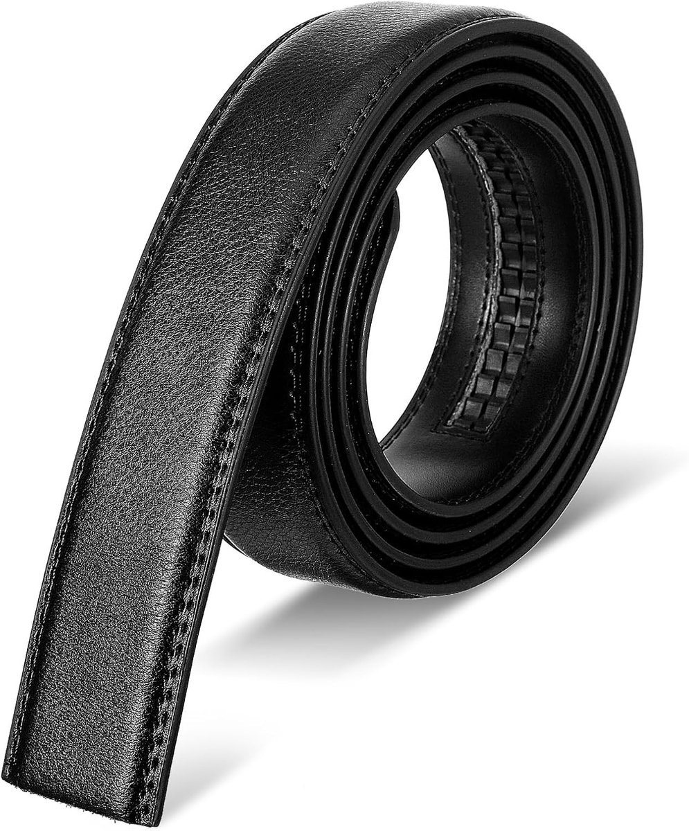 Herenriem, automatische riem, leren riem zonder gesp, 35 mm brede riem, verstelbare ratelriem voor mannen, kleding, jeans, zwart, one size